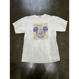 Vintage Walt Disney World Shirt Mens Large White Mickey Mouse Smile Graphic Tee